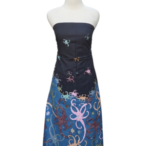 Premium Silk Batik Dress - Deep Azure