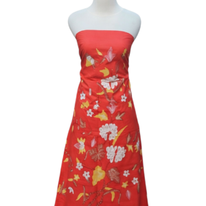 Premium Silk Batik Dress - Crimson Elegance
