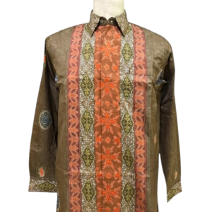 Premium Silk Batik Shirt – Terracotta Brown