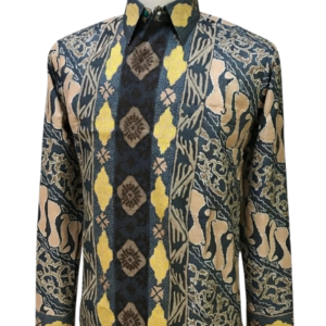 Premium Silk Batik Shirt – Navy Heritage