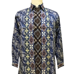 Premium Silk Batik Shirt – Deep Ocean Blue