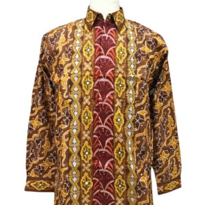 Premium Silk Batik Shirt – Heritage Gold Tone