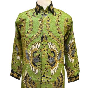 Premium Silk Batik Shirt – Olive Heritage