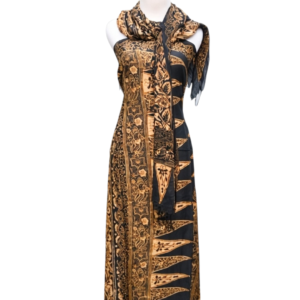 Premium Silk Batik Dress - Terracotta Brown