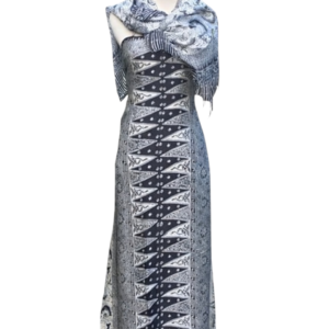 Premium Silk Batik Dress - Silver Mist
