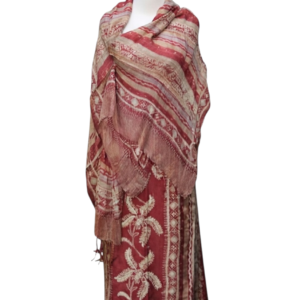 Premium Silk Batik Dress - Deep Red