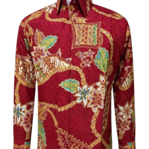 Premium Silk Batik Shirt – Deep Maroon