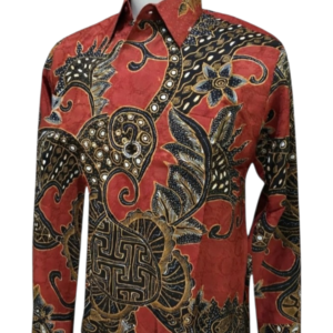 Premium Silk Batik Shirt – Burgundy Red