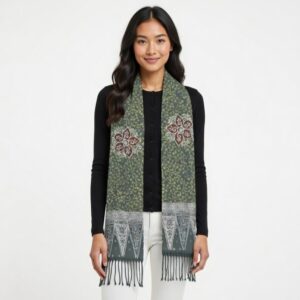 Luxe Silky Batik Cap Wrap - Midnight Green