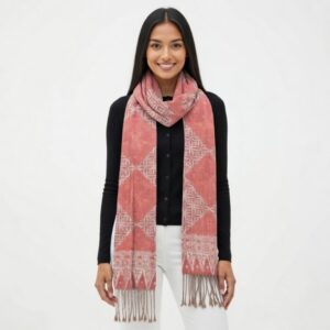 Luxe Silky Batik Cap Wrap - Red Amber